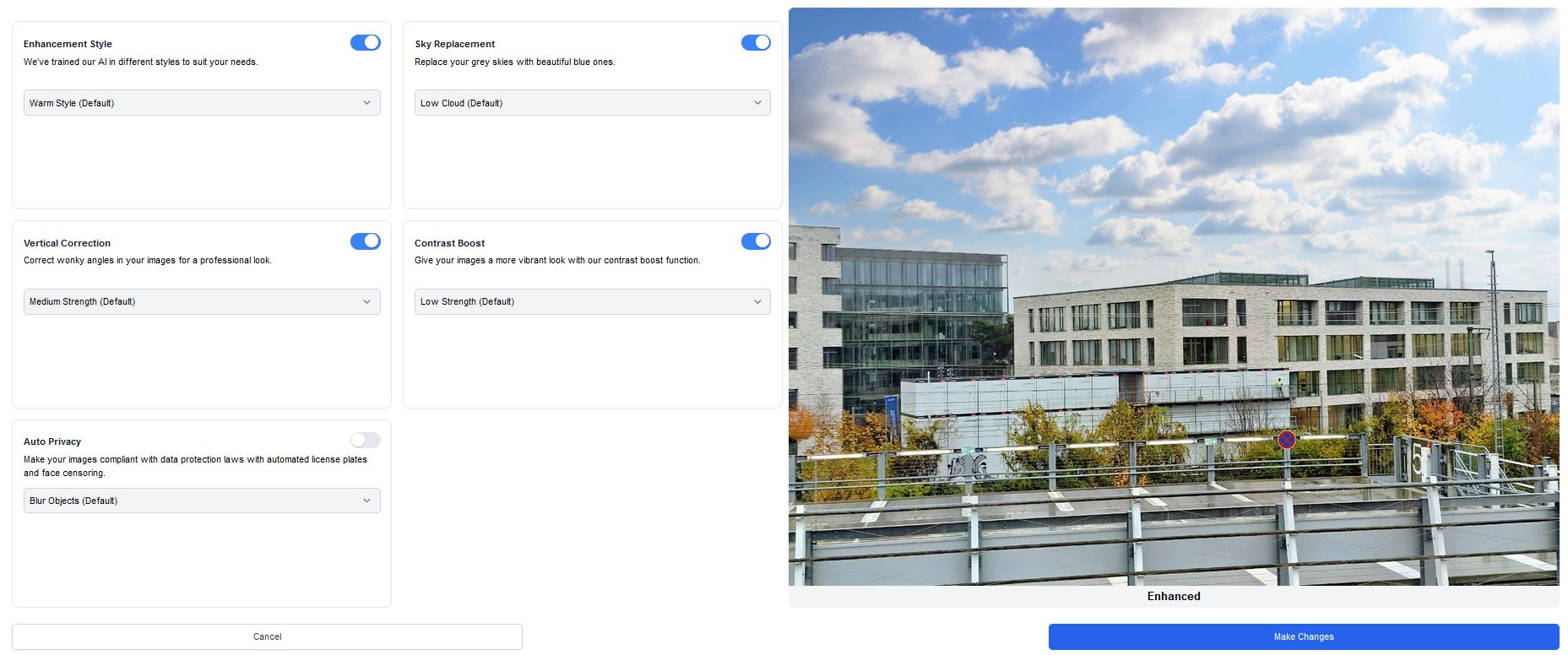 KI Tool Himmel ändern Einstellungen